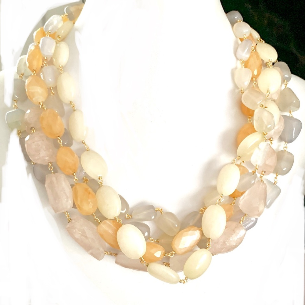 Multi Strand Pastel Gemstone Necklace
